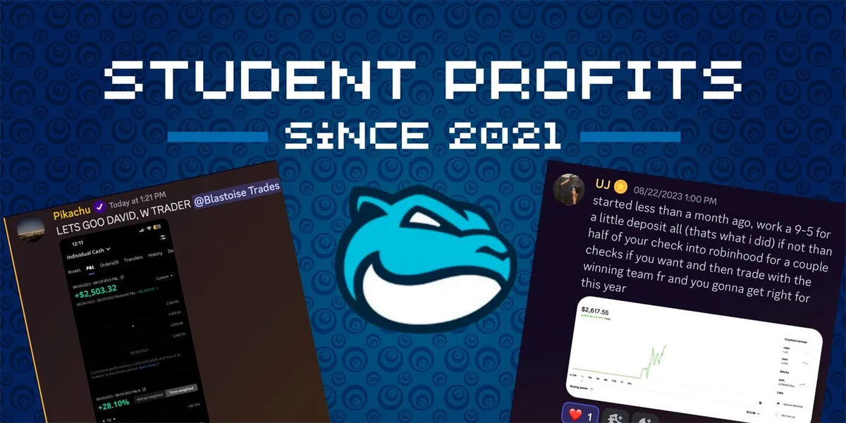 Promotional cover image for Blastoise's Premium showing multi-market trading alerts and education