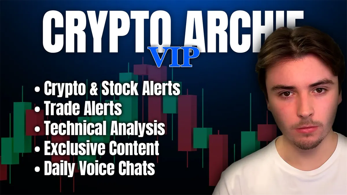 Crypto Archie VIP promotional cover image for the crypto and stock alerts group